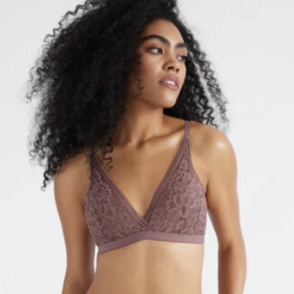 Knix Deep V Lace Bralette Vintage Plum XXL NWT